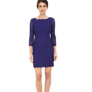 Adrianna Papell Royal Blue Quarter Sleeve Lace Dress
